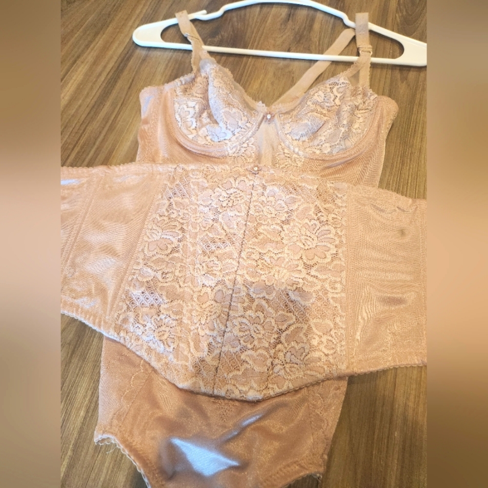 Vintage Dusty Pink Lingerie Bodysuit and  Corset